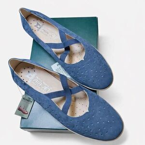 Mephisto Karla Leather Ballet Flats Denim Blue Soft-Air Comfort 6904N Women 10.5